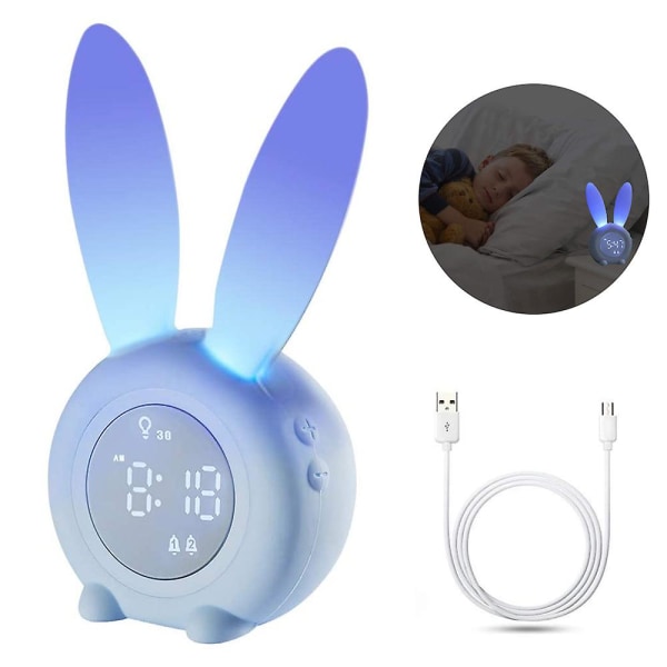Söt kanin väckarklocka med nattljus LED-ljus