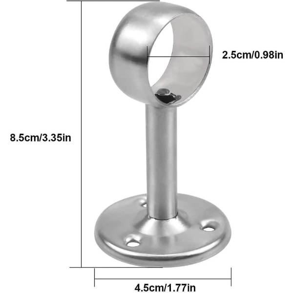 4 styks gardinstangsholder loftsfastgørelsesbeslag, rustfrit stål garderobestangbeslag Skabsstangsholder med skruer til bruseforhæng (25m)