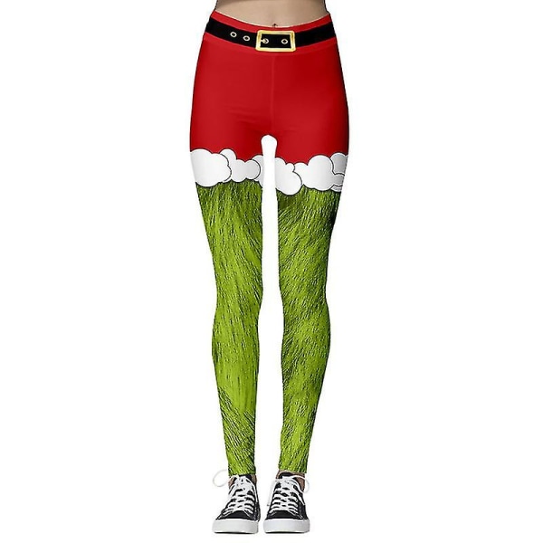 Christmas Yoga byxor för kvinnor Leggings Green XL
