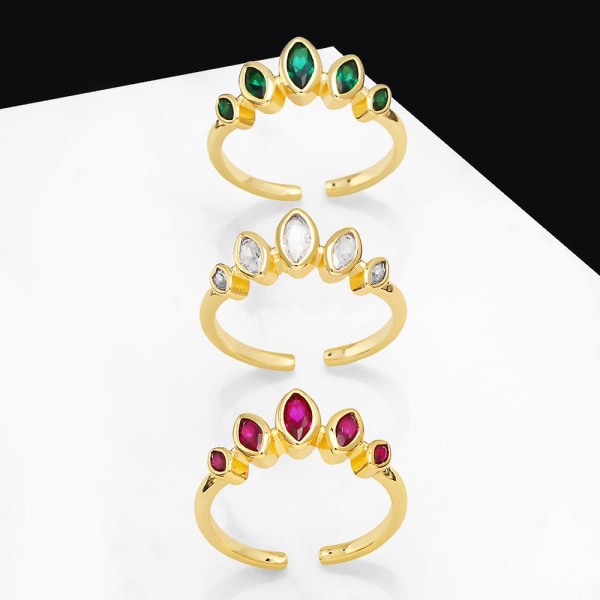 Ring Vintage Zircon Geometry Stud Modesmykker Ac10139 white
