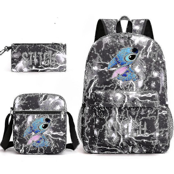 Lilo Stitch Ryggsäck Tredelad Set Skolväska-blixtsvart lightning black