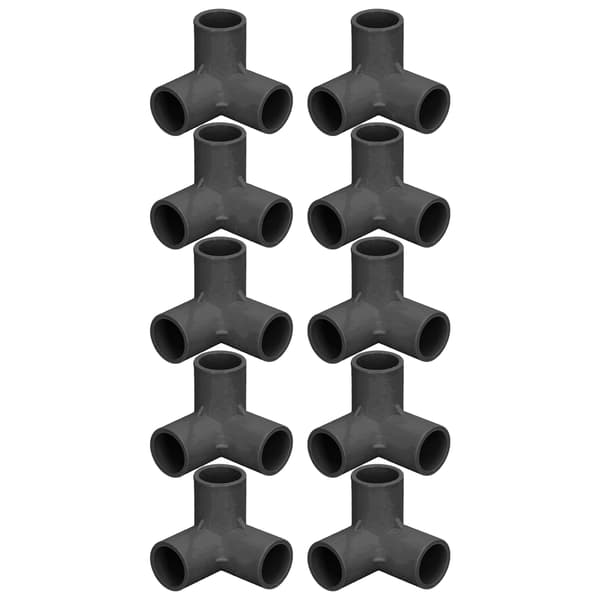 10 stk. 3-vejs PVC-rørforbindelse T-fitting Albuehjørnesamling 25 mm indvendig diameter sort