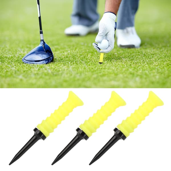 3-pack 83 mm gula elastiska golf-tee gummi bollhållare träningsverktyg