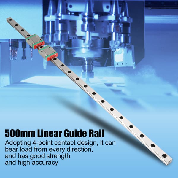 MGN12 Miniature Lineær Skinneguide 12mm Bredde 500mm 2 STK MGN12B Gliderblok
