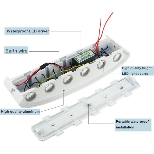 12W dekorativ væglampe med 12 LED dobbelt hoved op og ned indendørs og udendørs led belysning
