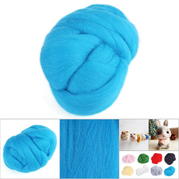 55g Blå Ull Roving Spinning Nålefilting Håndverksmateriale