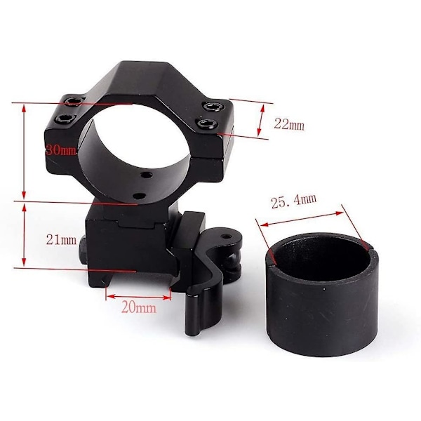 25,4 mm 1&#39;&#39;/30 mm Quick Afmonter Scope Ringe Konverter Ringe Ring, 20 mm Weaver Picatinny til infrarød nattesyn-skoplygte