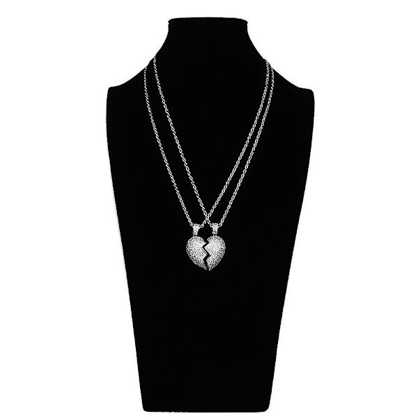 2 in 1 Heart Patchwork kaulakoru Hip Hop -tyylinen riipus miesten ja naisten asusteet Silver pair