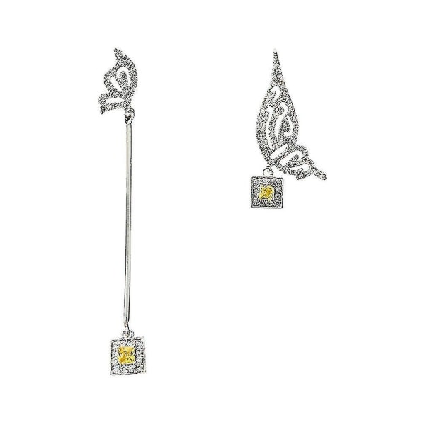 örhängen Nål Micro-inlagd asymmetriska vingar S925 franska smycken för bröllop
