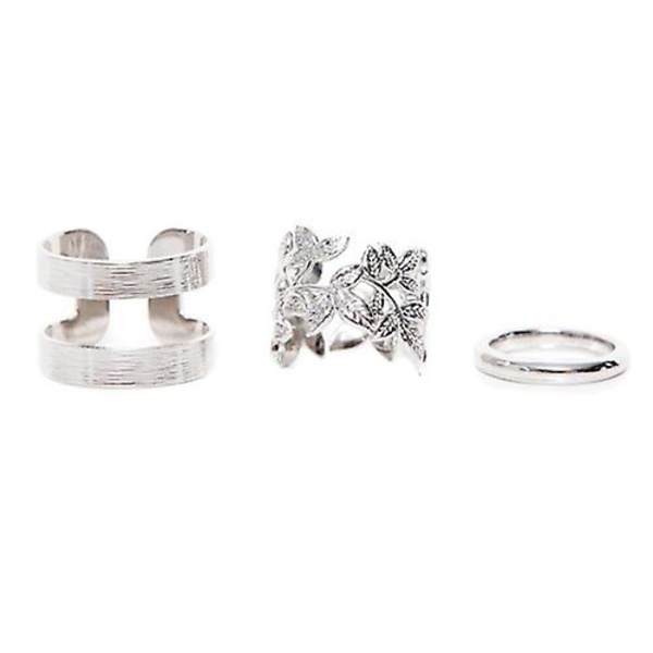 3 stk Blade Midi Finger Ringe Sæt Sølv Guld Stack Over Knuckle Band Ringe Silver