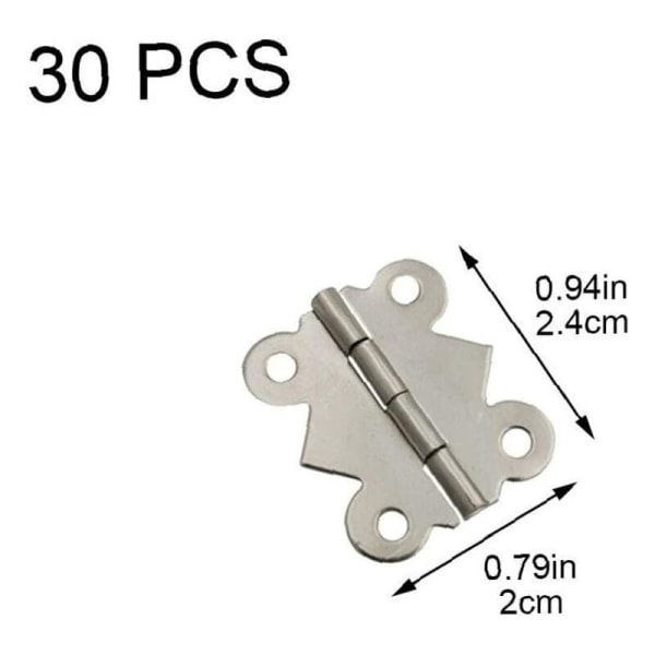 30 stk G64 Hvid Nikkel 24*21mm Udvendig 90 graders pakning Hængsel，Til boligmøbler, døre og vinduer osv.