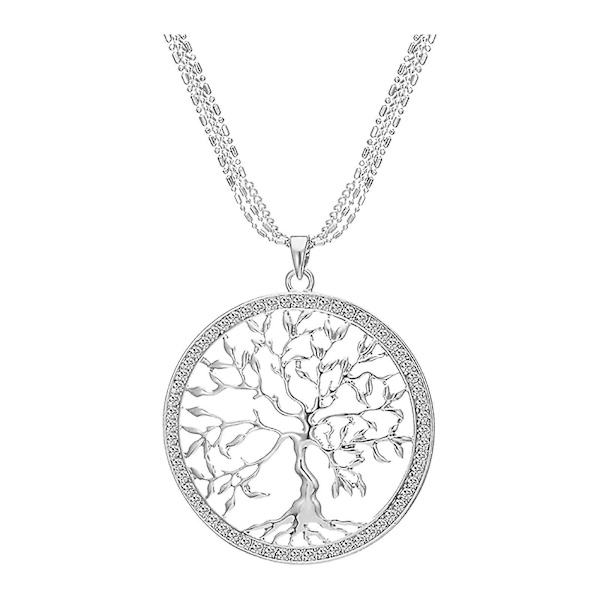 Tree Of Life -kaulakoru naisille, kelttiläinen riipus ruusukristalli pitkäketjuinen kaulakoru