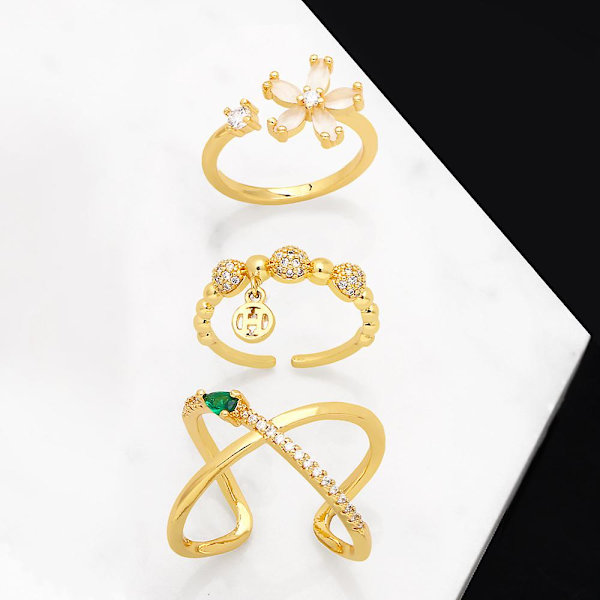 Ring Vintage Zircon Geometry Stud Modesmycken Ac10599 C