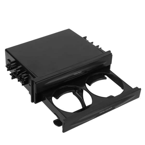 2 i 1 Bilradio Opbevaringsboks Multifunktionel ABS Universal 1DIN 2 Lag Sort Kopholder til Opsamling af Genstande