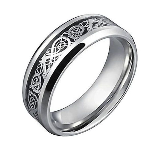 Män Kvinnor Dragon Titanium Stål Bröllopsfest Ring Alla hjärtans presentsmycken Silver 12