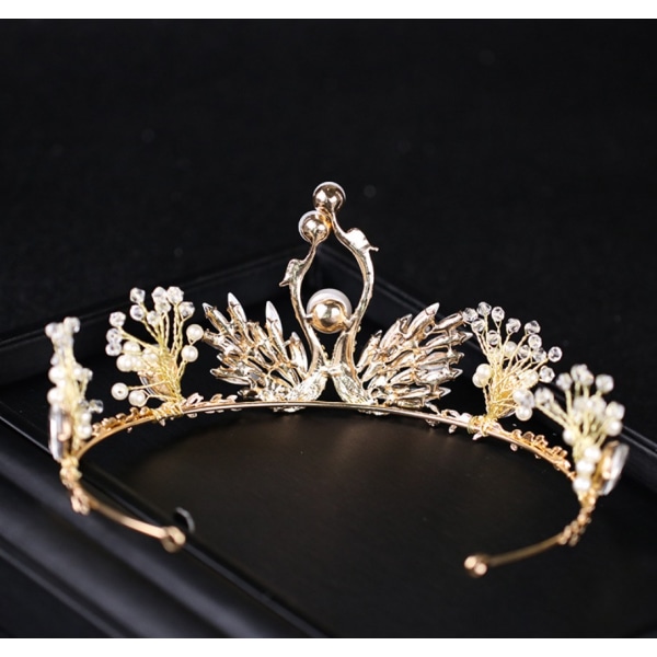 Udsøgt Pearl Swan Crown (Guld)