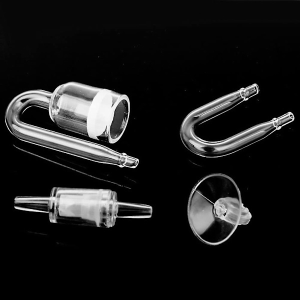 Set med 4 st Akvarium Fish Tank Co2 diffusor koldioxidreaktor med backventil/u-form glas/sug