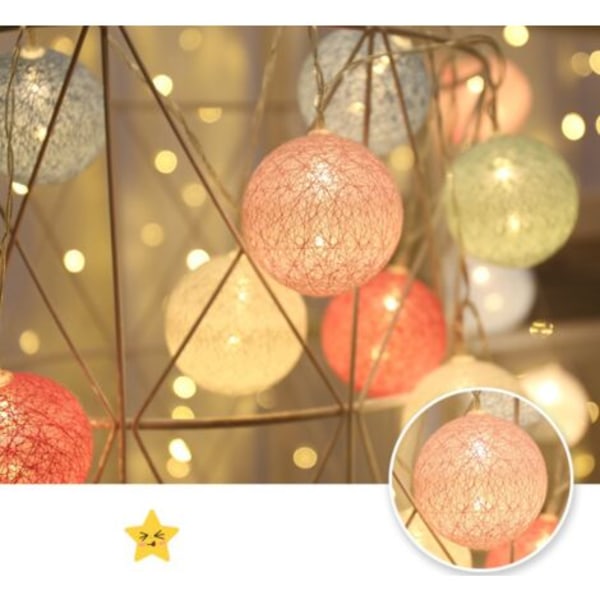 20 LED Trädgårdsslingor utomhus Crystal Ball String Lights, Yard, Christmas (Macaroons Color)