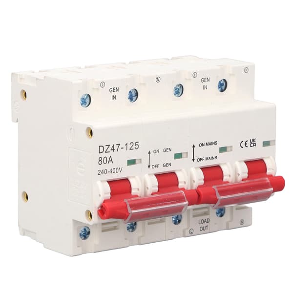 Interlock Dvergstrømbryter Dobbel Strømbryter med DIN-skinne 2P AC 240V til 400V 80A