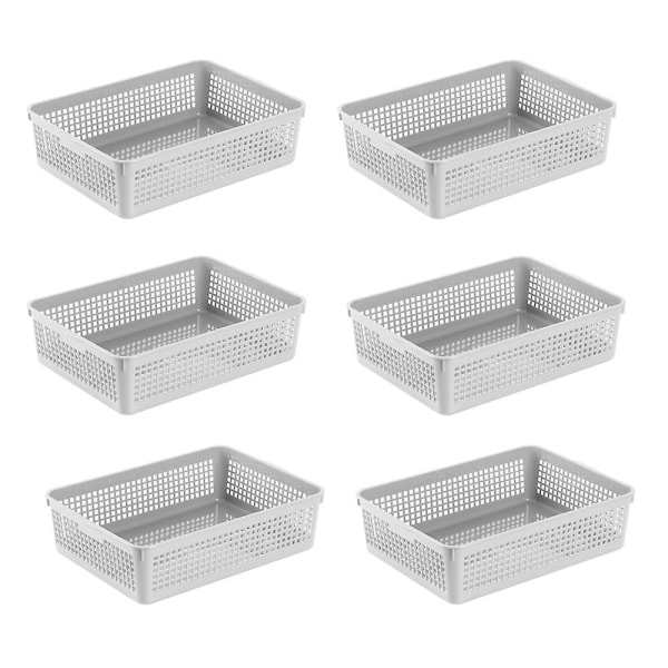 Förvaringsbrickor i plast Korgar/organiseringskorgar, 34*25*9,2 cm, set om 6 (vitsvartgrå) White