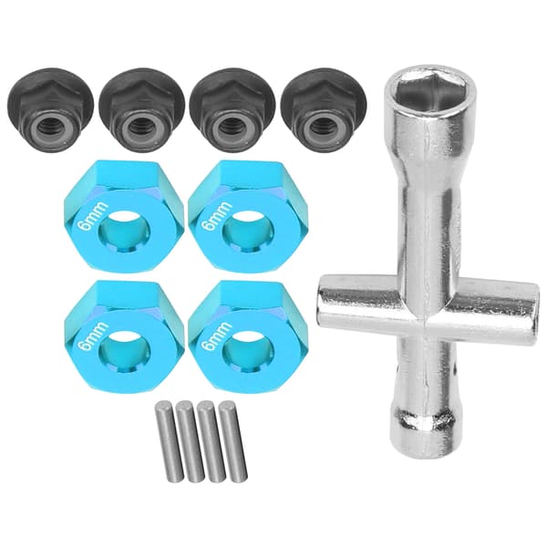 12mm Hex Adapter 6mm Tykk M4 Flenslåsmuttere Kryssnøkkelsett for 1 10 RC Bil Blå
