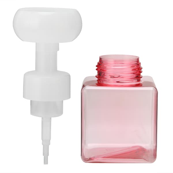 Genopfyldelig skumsæbedispenser 250 ml gennemsigtig lyserød blomsterdesign