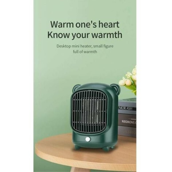 500 W bærbar elektrisk rumvarmer med termostat, lille desktop keramisk varmelegeme med kontorlokale - grøn