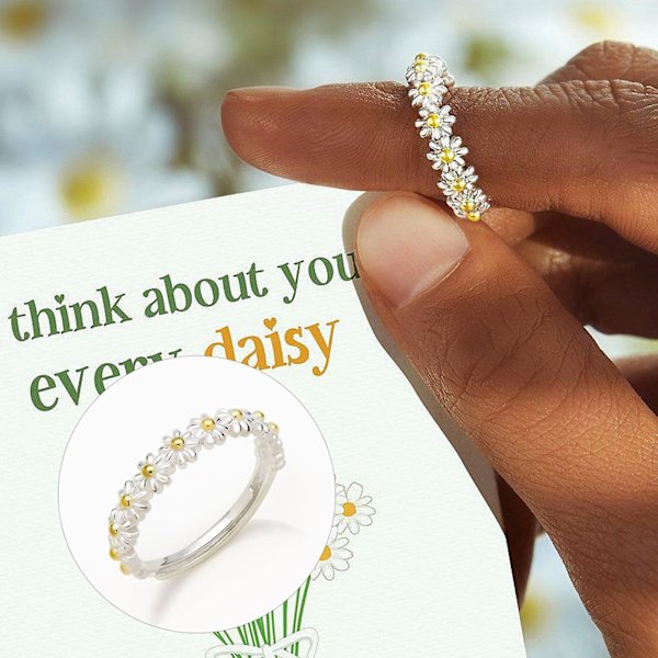 Romantisk Justerbar Kvinder Flower Open Cuff Band Ring Smykker Tilbehør
