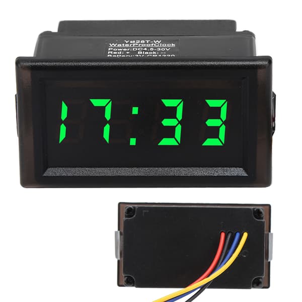 DC 4.5 30V Vedenpitävä Auto Auton Elektroninen LED Digitaalinen Kello Vihreä Näyttö