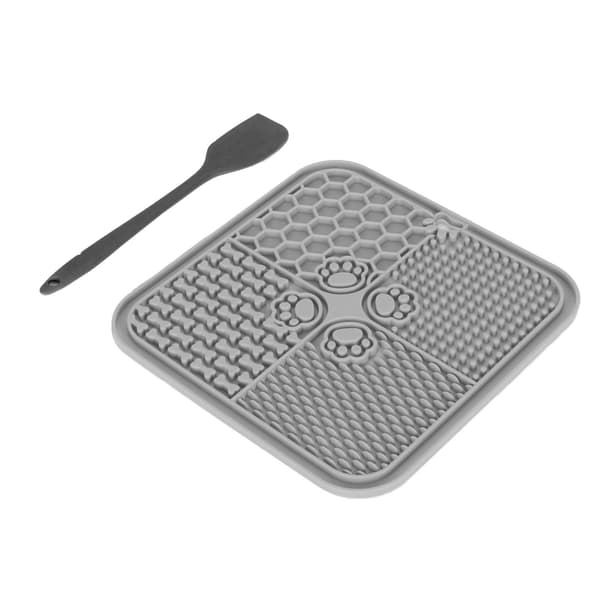 Pet Slicking Mat Silikon Hund Långsam Matare Pad med Sugkoppar för Valpar Katter Grå