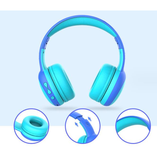 Bluetooth barnhörlurar med 85dB begränsad volym, trådlösa Bluetooth hörlurar för barn blue