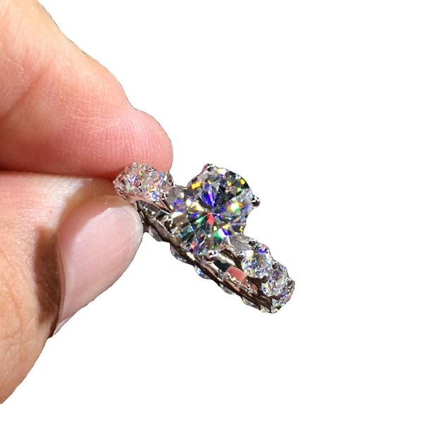 Elegant Kvinnor Full Rhinestone Inlagd Finger Ring Bröllop Engagemang Smycken Gift US 8