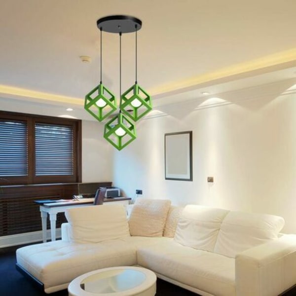Vintage stil geometrisk lysekrone Pendel lysarmatur Metal kubeformet loftslampe til soveværelse, stue
