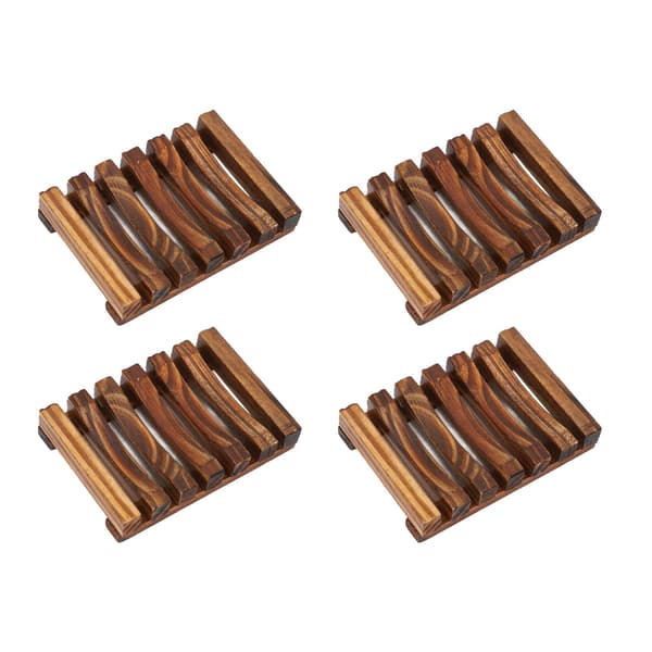 4PCS Bambu Tvålfat med Dränering Ventilation Vattentät Tvålhållare