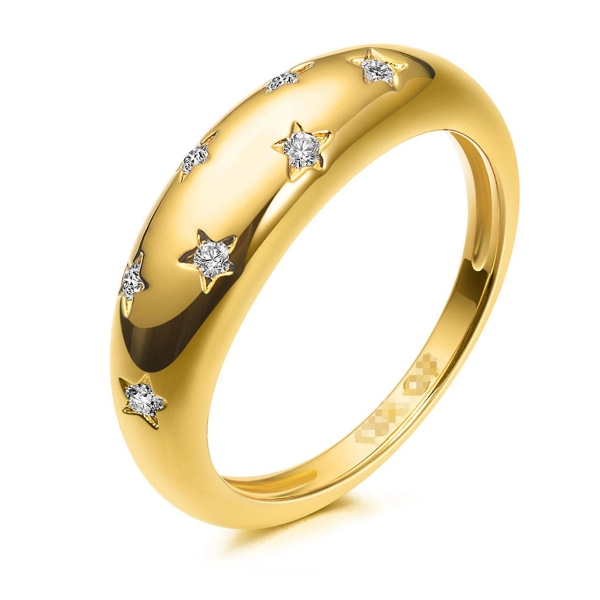 Ring Stjerne Delikat Legering Guld Farve Pentagram Ring til ferie US 6