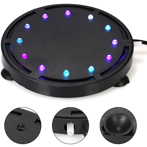 12 LED-boblelampe Aquarium nedsænkelig, farverig luftboblelys nedsænkelig lampe, 12,5 cm LED-belysningsdekoration Colo