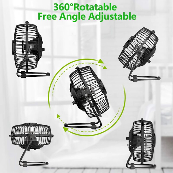 Mini USB blæser, 360 graders rotation, 4 tommer bærbar, stille skrivebordsventilator til kontor, klapvogn, hjem, kontor, camping, rejser -