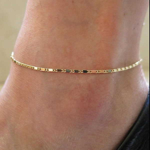Slank ankel armbånd plating ankelkæde til kvinder piger smykker gave One size 29cm guld Gold