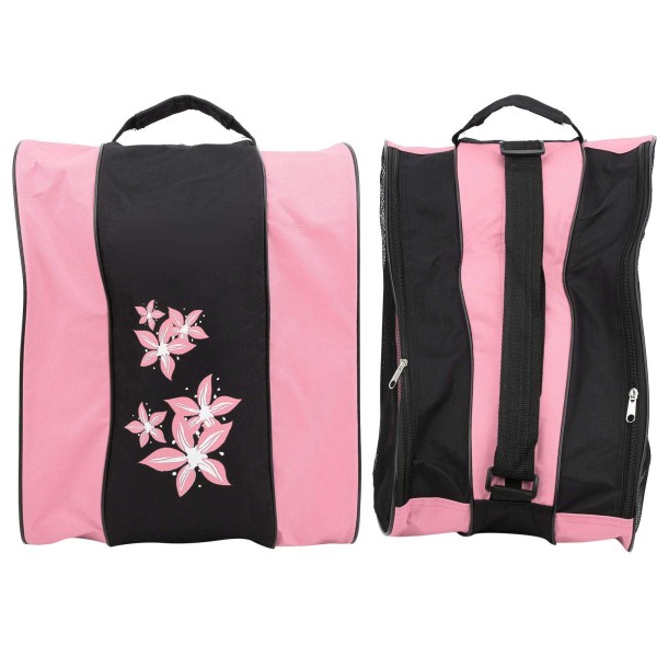 Rullaluistinlaukku, 3-kerroksinen nylon rullaluistimille lapsille ja aikuisille, vaaleanpunainen