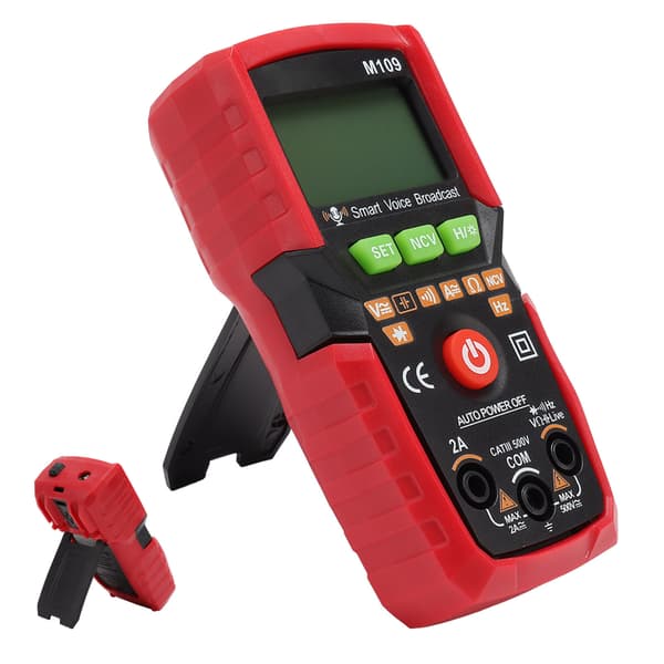 Digitalt Multimeter Stemmeudsendelse Lommelygte Baggrundsbelyst Display Auto Bærbar NCV DC AC Voltmeter Amperemeter Rød