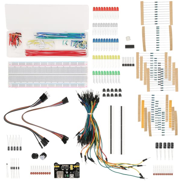 Breadboard Starter Kit Loddefri Jumper Ledninger LED Modstande Elektroniske Komponenter