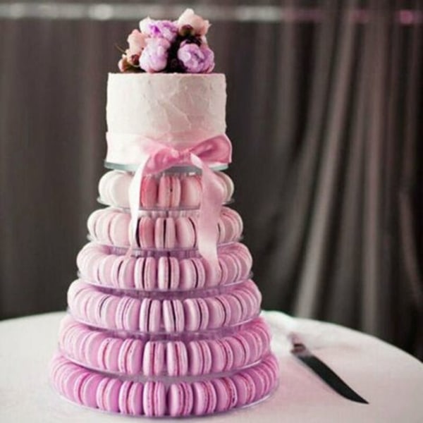 Macaron-kakkuteline 6-kerroksinen muovinen pyöreä kakkuteline