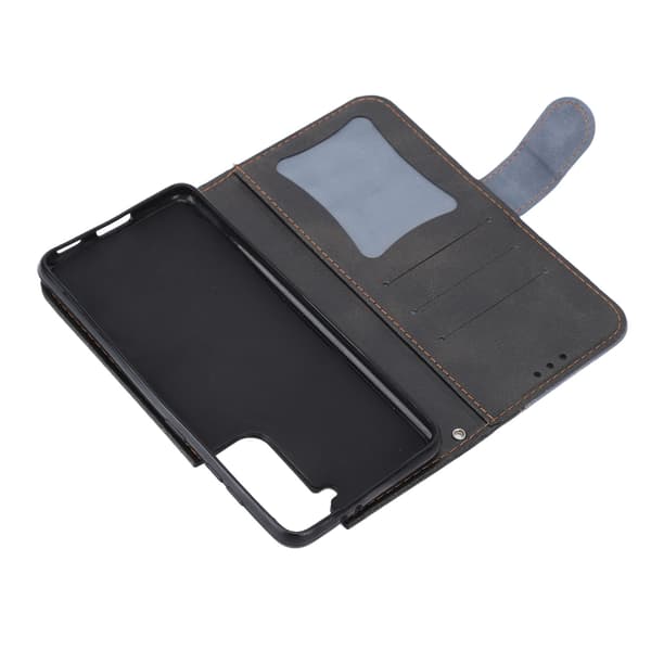 Galaxy S21 Magnetiskt Flip Läder Plånboksfodral Grå Omfattande Skydd