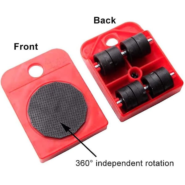 Enkel flyttsats för tunga möbler, flyttbara hjul för möbel, hjul för möbler upp till 150 kg rörelse- och lyftsystem, 1 lyftstång och 4 st.