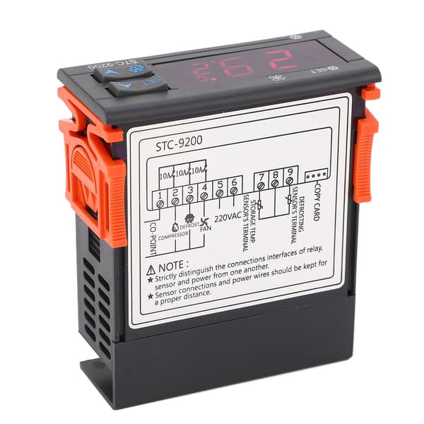 Digital temperaturregulator med dobbelt sensor, LED-display, termostat til køleskab, fryser, 220VAC