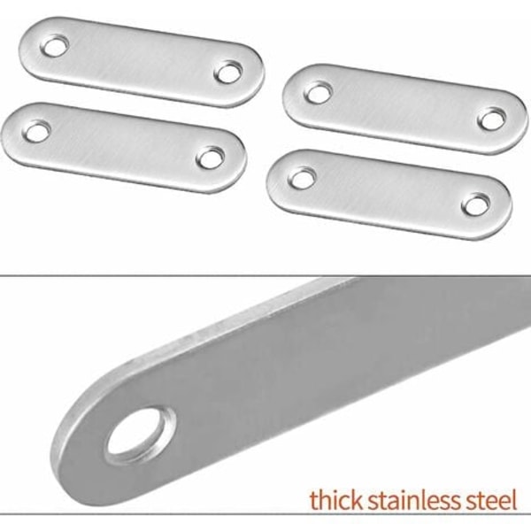Rustfrit stål fladt beslag, fastgørelsesbeslag med 20 skruer til fastgørelse af møbler 10 stk 56x16mm