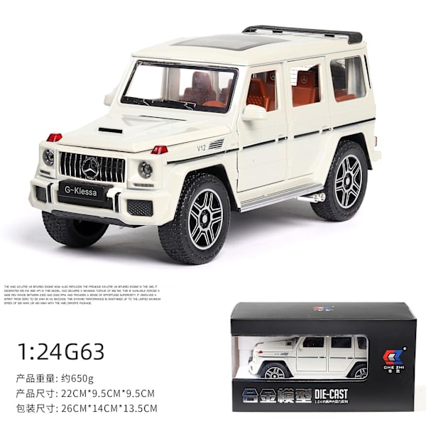 1:24 Leluautomalli Metallivanteet Simulaatio G65 Seosauto Diecast Leluajoneuvon äänivalo Vedettävä takaisin Autolelut lapsille Lahja
