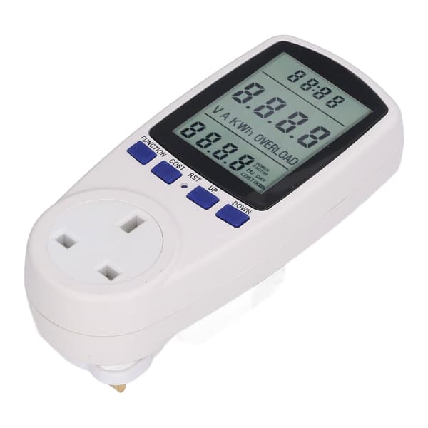 LCD Batteristrømmonitor 7 Skærmtilstande UK Stik 230V Elforbrugsmåler