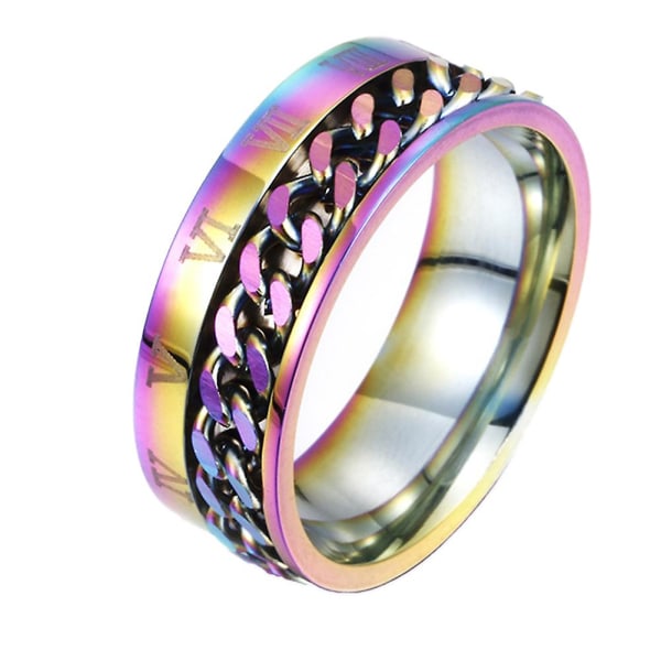 Unisex mode titan stål romerska siffror Twist Chain Ring Party Smycken Present Multicolor US 8