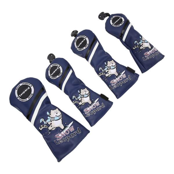4-delars 1 3 5 UT Golf Headcovers Tecknad Snöleopard Mönster PU Läder Set